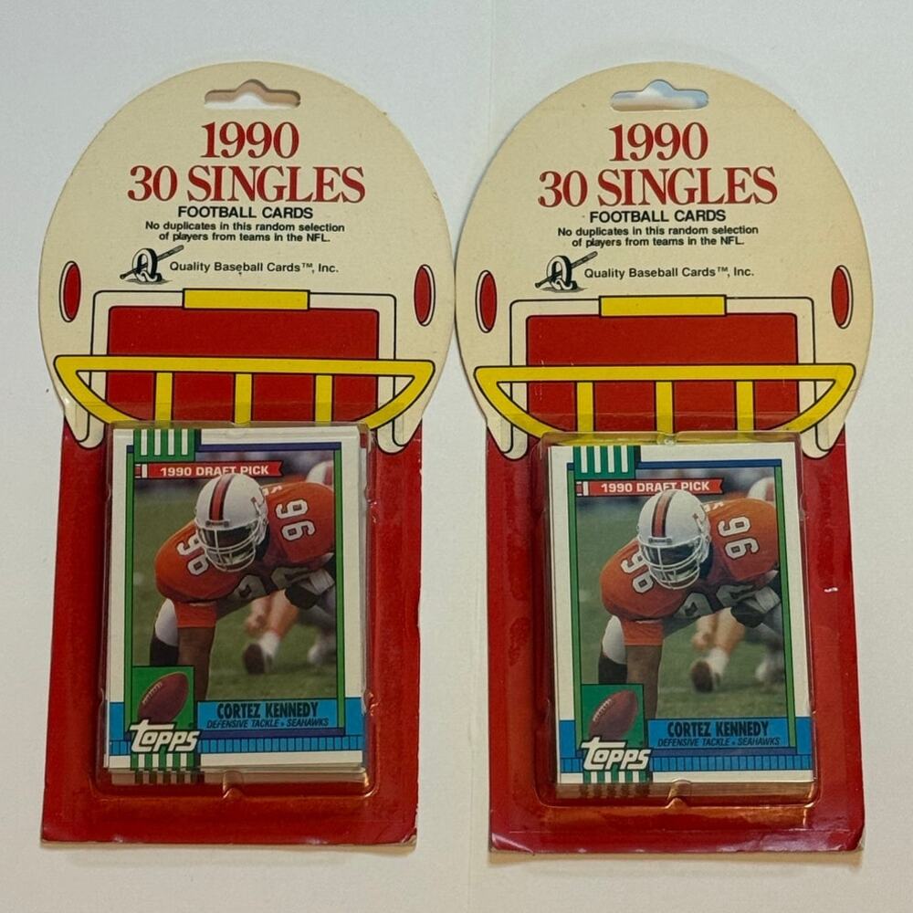 2 SEALED Packs of Topps 1990 30 Singles Football Cards
